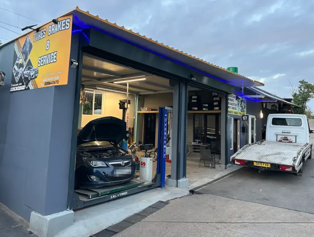 The AMD Tyres workshop on North Station Road, Colchester